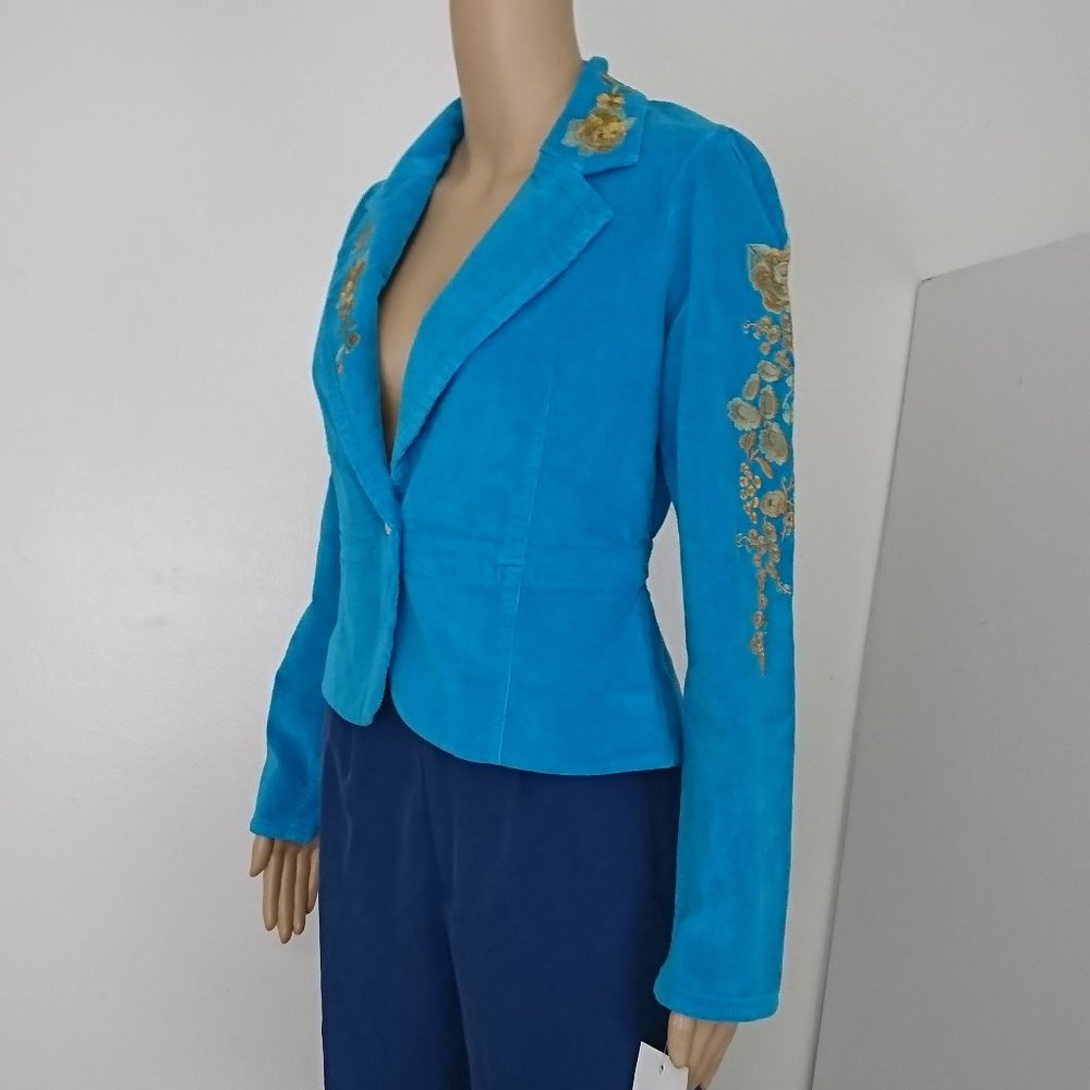 NWT True Meaning Blue Embroidered Blazer Size S